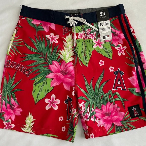 Hurley Phantom '47 MLB Los Angeles Angels Men Swim Shorts Size 29 18" Floral NWT - Picture 1 of 11